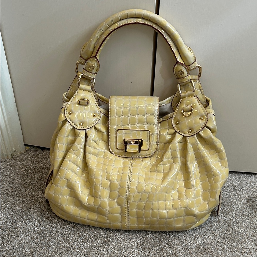 Antonio Melani vintage style very good condition Yellow Croc-Embossed Handbag
